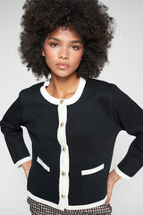 MILANO BLACK ECRU KNITWEAR CARDIGAN