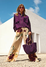 PLUM SOFT VELVET FABRIC SLEEVELESS JACKET
