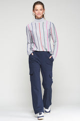 NAVY ROMA KNIT CARGO TROUSERS