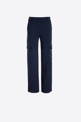 NAVY ROMA KNIT CARGO TROUSERS