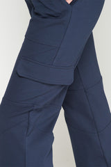 NAVY ROMA KNIT CARGO TROUSERS