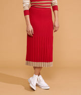 IDRISS TWO-TONE PLEATED KNIT SKIRT