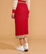 IDRISS TWO-TONE PLEATED KNIT SKIRT