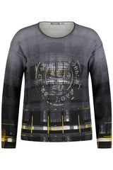 GREY STAMP PRINT PULLOVER