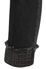 STUDDED HEM SKINNY JEANS
