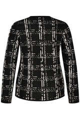 BLACK FLORAL CHECKERED PRINT CARDIGAN