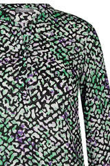 BLACK GREEN ABSTRACT PRINT BLOUSE