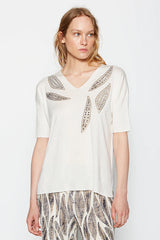 FLORAL HOTFIX OVERSIZED TENCEL KNIT TOP