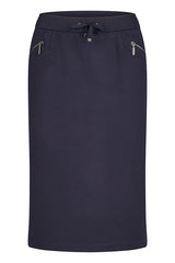 NAVY ZIPPED POCKET BASIC SKIRT