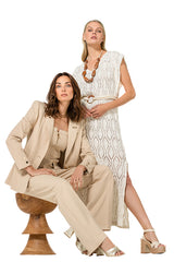 VANILLA CROCHET STRAIGHT MIDI DRESS