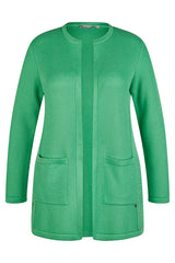 GREEN LOOSE KNIT POCKETED CARDIGAN
