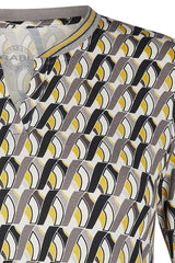 YELLOW GEOMETRIC PRINT V-NECK T-SHIRT