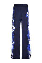 FLORAL PRINT STRAIGHT LOOSE SHINY TROUSERS