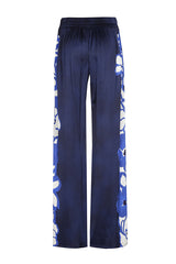 FLORAL PRINT STRAIGHT LOOSE SHINY TROUSERS