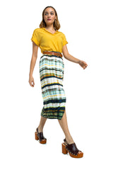 FLOWING STRAIGHT PRINTED SHINY SKIRT
