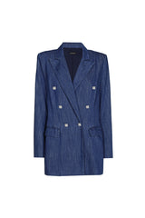 SMOOTH SLIGHTLY FITTED DENIM BLAZER