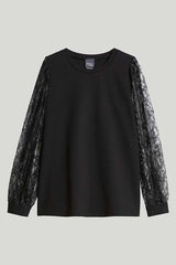 OGGI MILANO-KNIT LACE FABRIC SWEATSHIRT