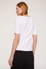 WHITE FRONT GATHERING V-NECK T-SHIRT