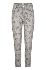 GREY FLORAL PRINT JEANS
