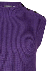 PURPLE SHOULDER BUTTON SLEEVELESS PULLOVER