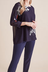 PRINTED DUAL-FABRIC BLOUSE