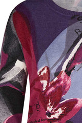 DEEP PINK GRAPHIC PRINT PULLOVER