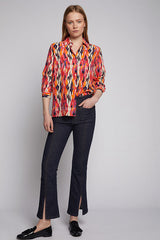 IRINA ORANGE PINK IKAT SHIRT
