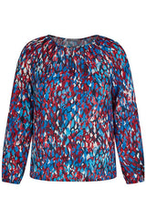 BLUE PINK ABSTRACT PRINT BLOUSE