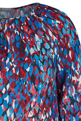 BLUE PINK ABSTRACT PRINT BLOUSE