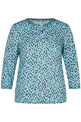 TURQUOISE DOTTED PRINT BLOUSE