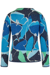 TURQUOISE FLORAL JAQUARD PULLOVER