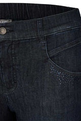DARK INDIGO BEDAZZLED SKINNY JEANS