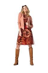 RED PRINTED LOOSE KNEE LENGTH DRESS