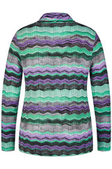 GREEN ZIGZAG PRINT PULLOVER
