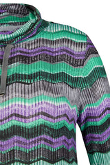 GREEN ZIGZAG PRINT PULLOVER