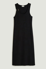 RIBBED STRETCH JERSEY SLEEVELESS DRESS
