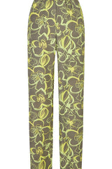 KHAKI FLORAL PRINT TROUSERS