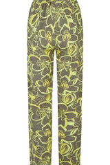 KHAKI FLORAL PRINT TROUSERS