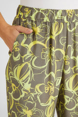 KHAKI FLORAL PRINT TROUSERS