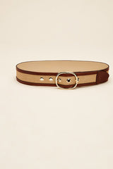 DIAGONALE FABRIC AND LEATHER BELT