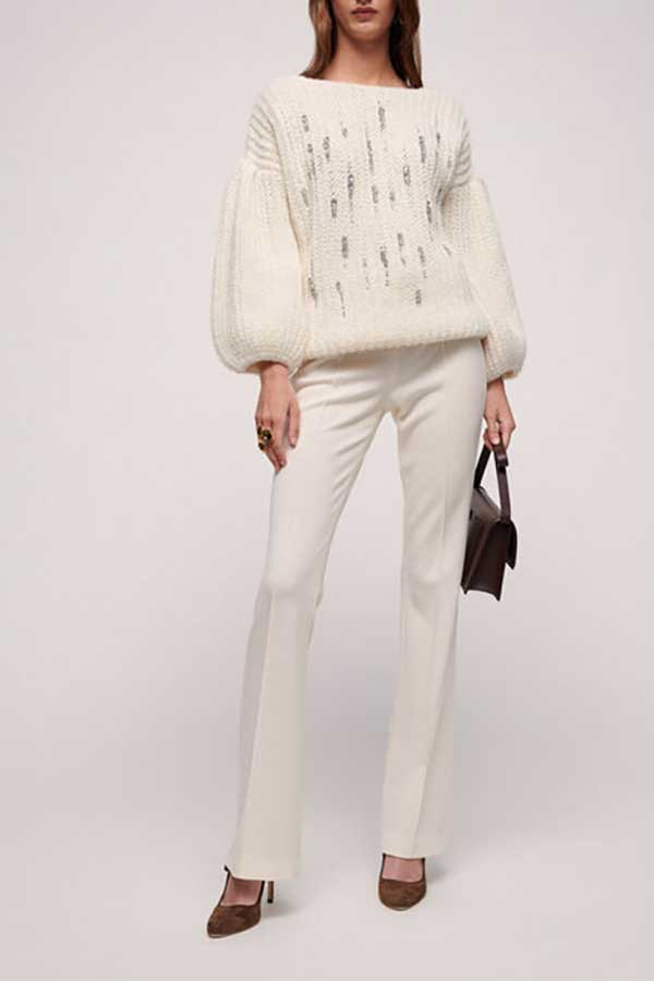 White balloon sleeve on sale sweater