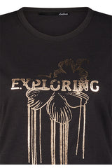 "EXPLORING" METALLIC PATTERN T-SHIRT