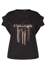 "EXPLORING" METALLIC PATTERN T-SHIRT