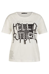 "HELLO FUTURE" FRINGED T-SHIRT