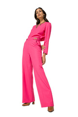 HOT PINK BUTTERFLY DETAIL STRAIGHT TROUSERS