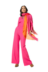 HOT PINK BUTTERFLY DETAIL STRAIGHT TROUSERS