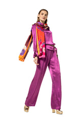 MAGENTA LOOSE-FIT SHINY TROUSERS