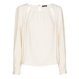 BEIGE FRONT CUT-OUT LOOSE BLOUSE