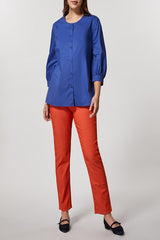 BIMBO COLLARLESS COTTON POPLIN SHIRT