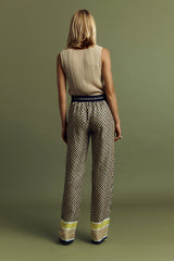 PALOMA FLOWING VISCOSE TWILL GRAPHIC PRINT TROUSERS